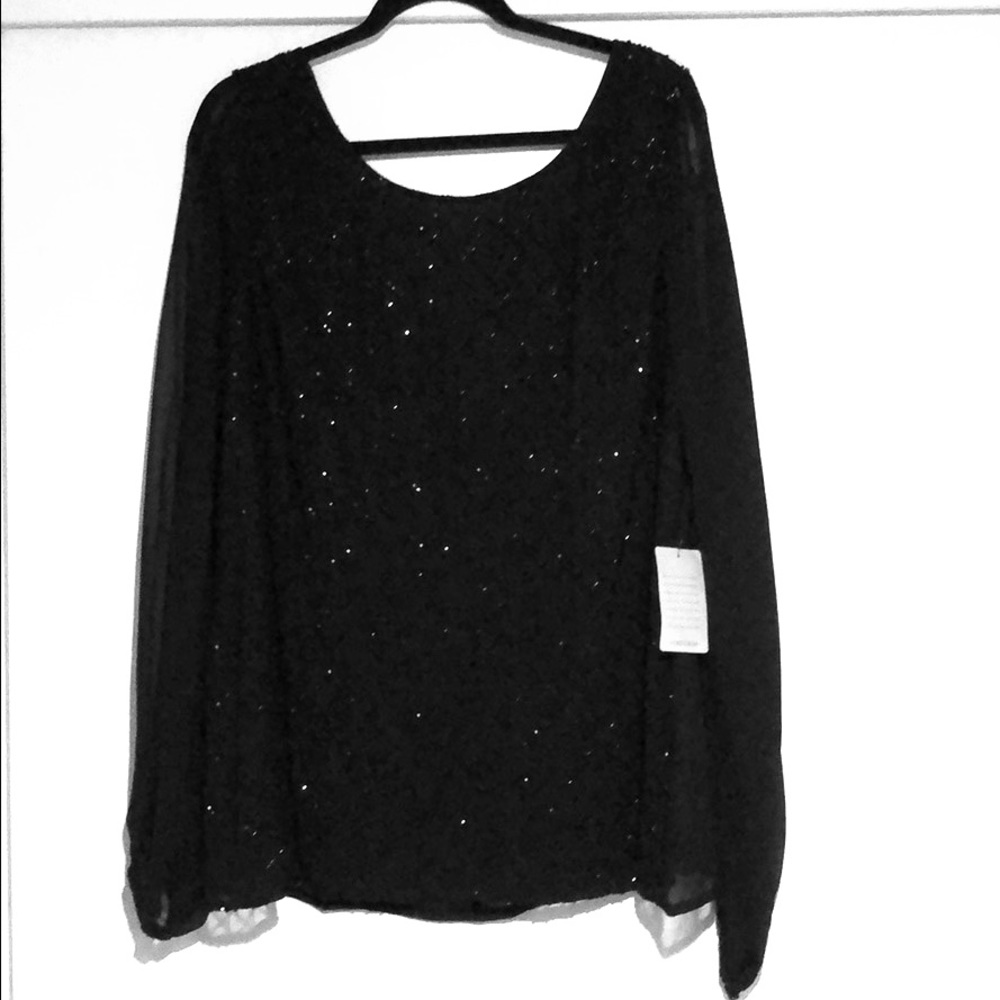 Beautiful black beaded evening blouse . Nordstrom